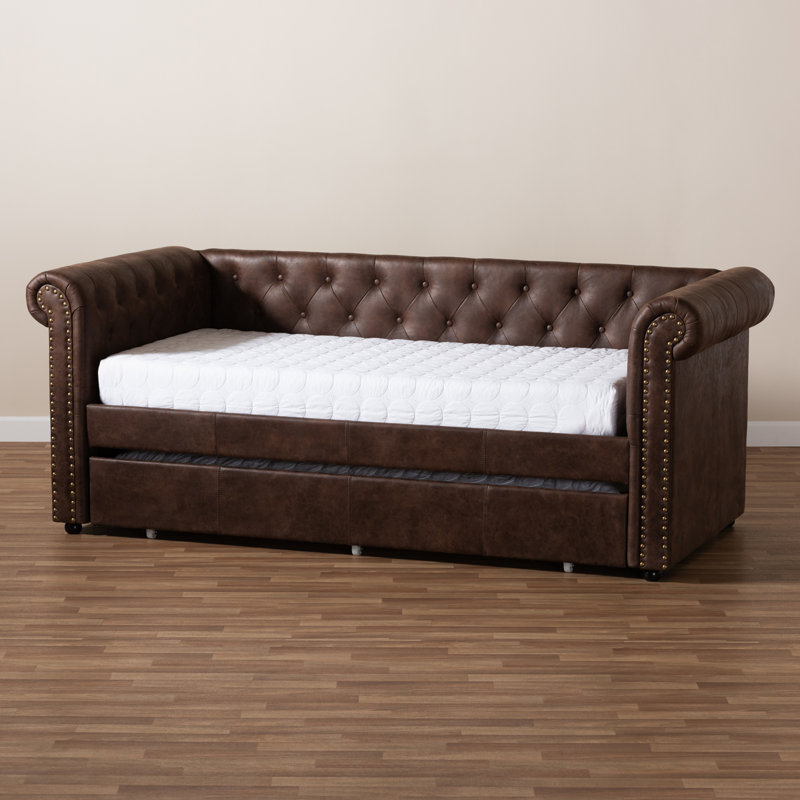 House of Hampton Mickel Upholstered Twin Daybed with Trundle Reviews Wayfair